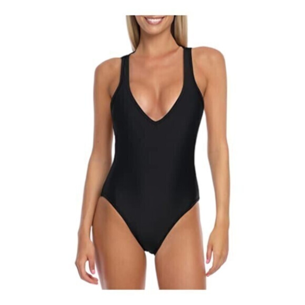 Relleciga Tie Crisscross Back Black Swimsuit MSRP $119 Size Large NWT #0332-DS